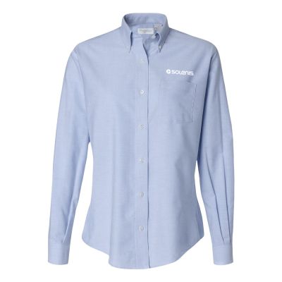 Ladies Blue broadcloth shirt Long Sleeve Oxford Shirt